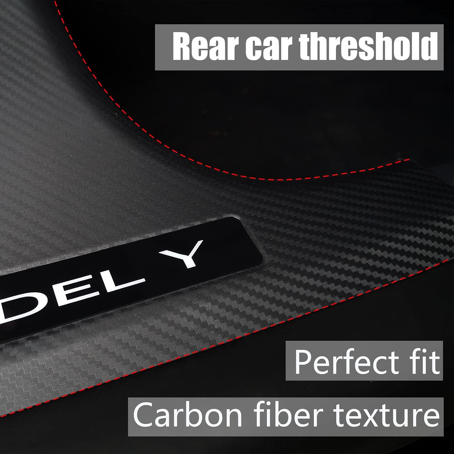 KIKIMO Tesla Model Y Door Sill Protector Matte Carbon Fiber ABS X20776