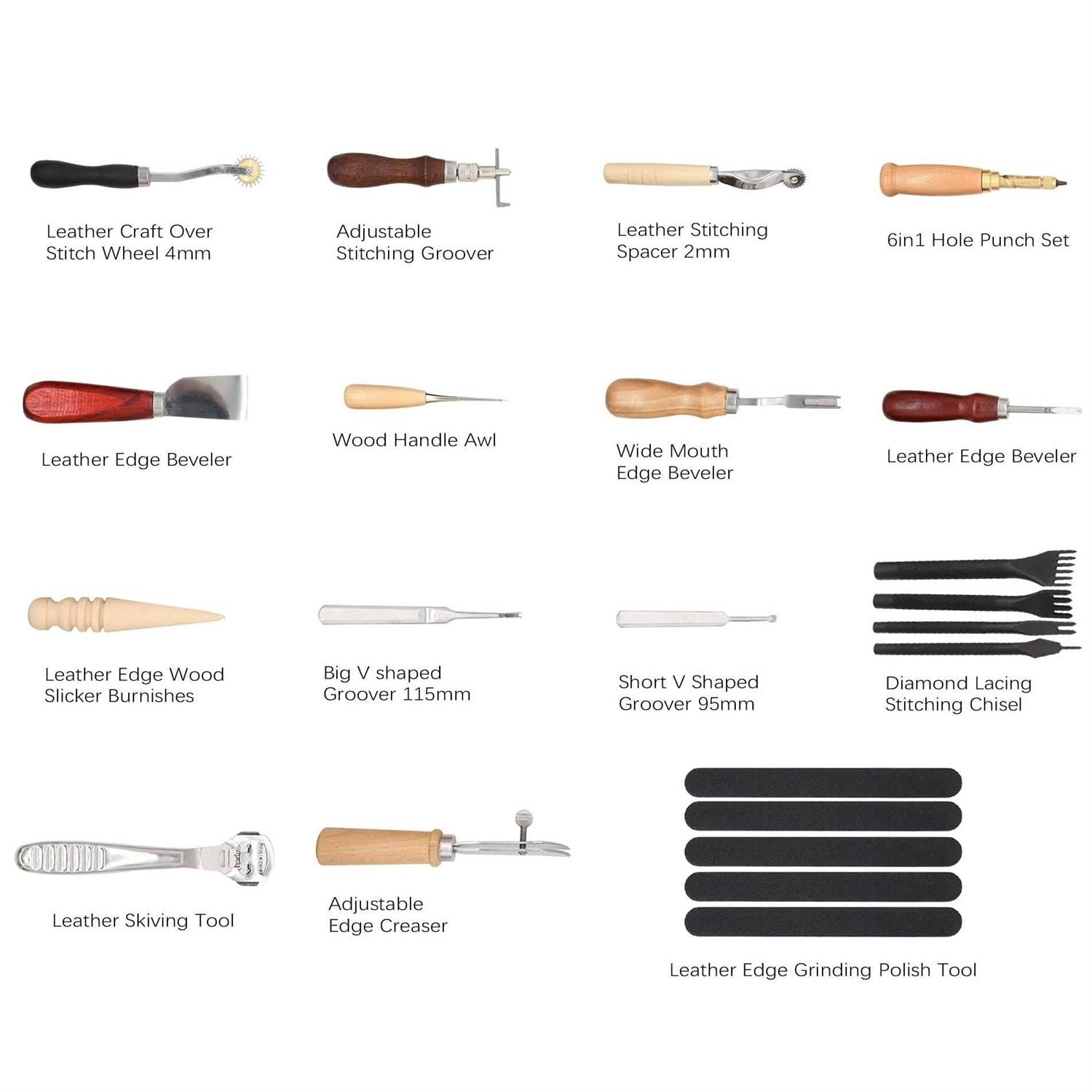 Leather Stitching Tools Kit 18Pcs for Leather Craft DIY F25869