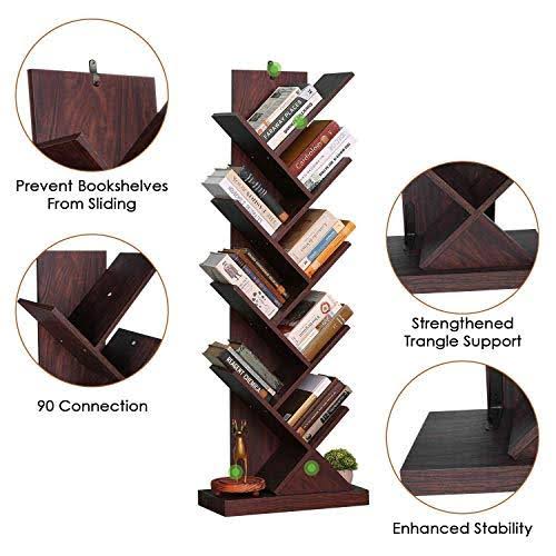Bathwa Tree Bookshelf, 9-Shelf Wood Bookcase for Living Room Home Office O589440