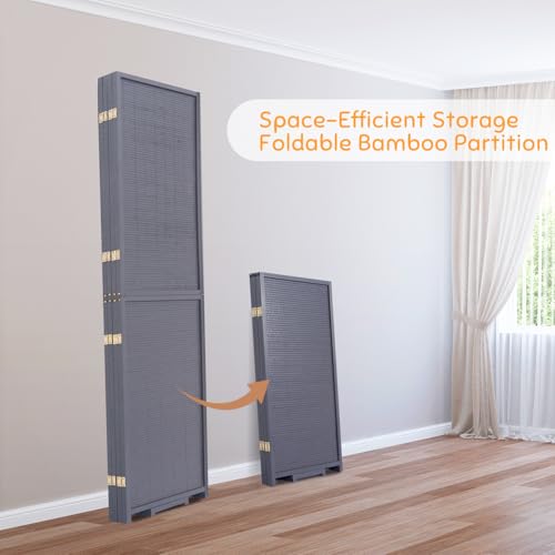 Bamboo Room Divider Folding Privacy Screen 4 Panel Brown R433280