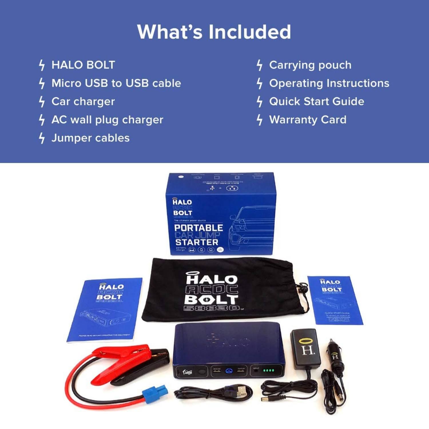 Halo Bolt 58830 mWh Portable Charger and Car Jump Starter L30215