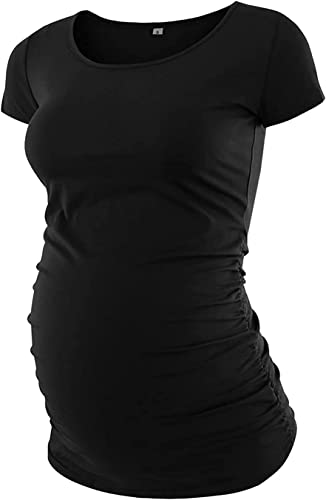 Pack of 3 Maternity Shirts for Women Cute Funny Graphic Ruched Sides Tops J532