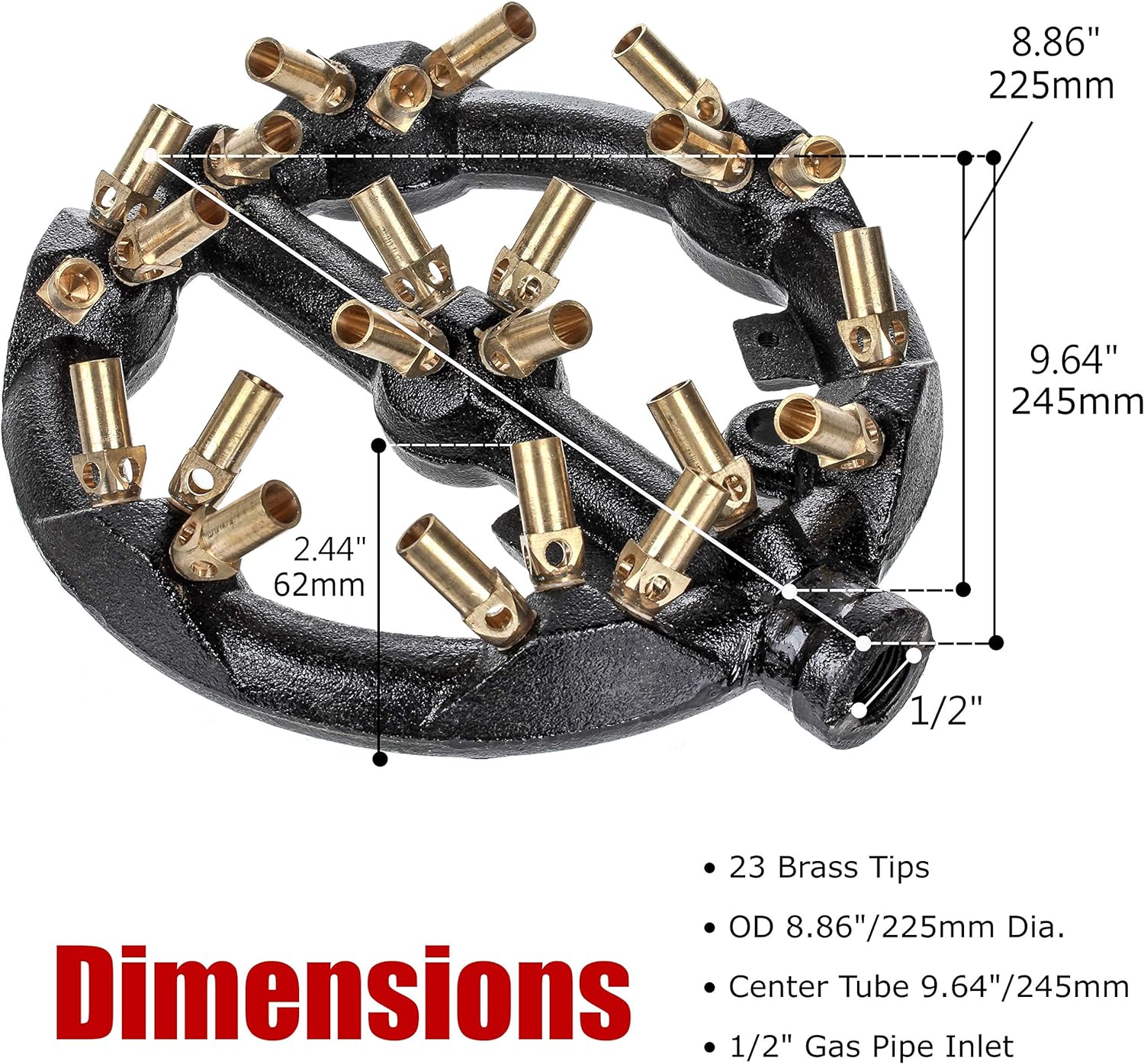 DuraSteel Propane Gas Jet Burner for Wok Range, Cast Iron, 160,000 BTU F4042
