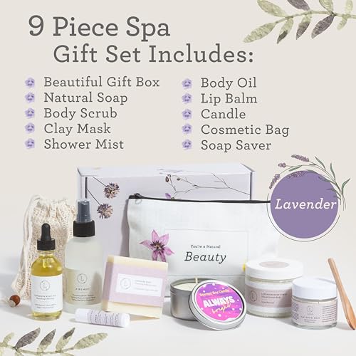 Lizush Luxury Spa Gifts for Women - 6 Piece Lavender Body Care Set K72960
