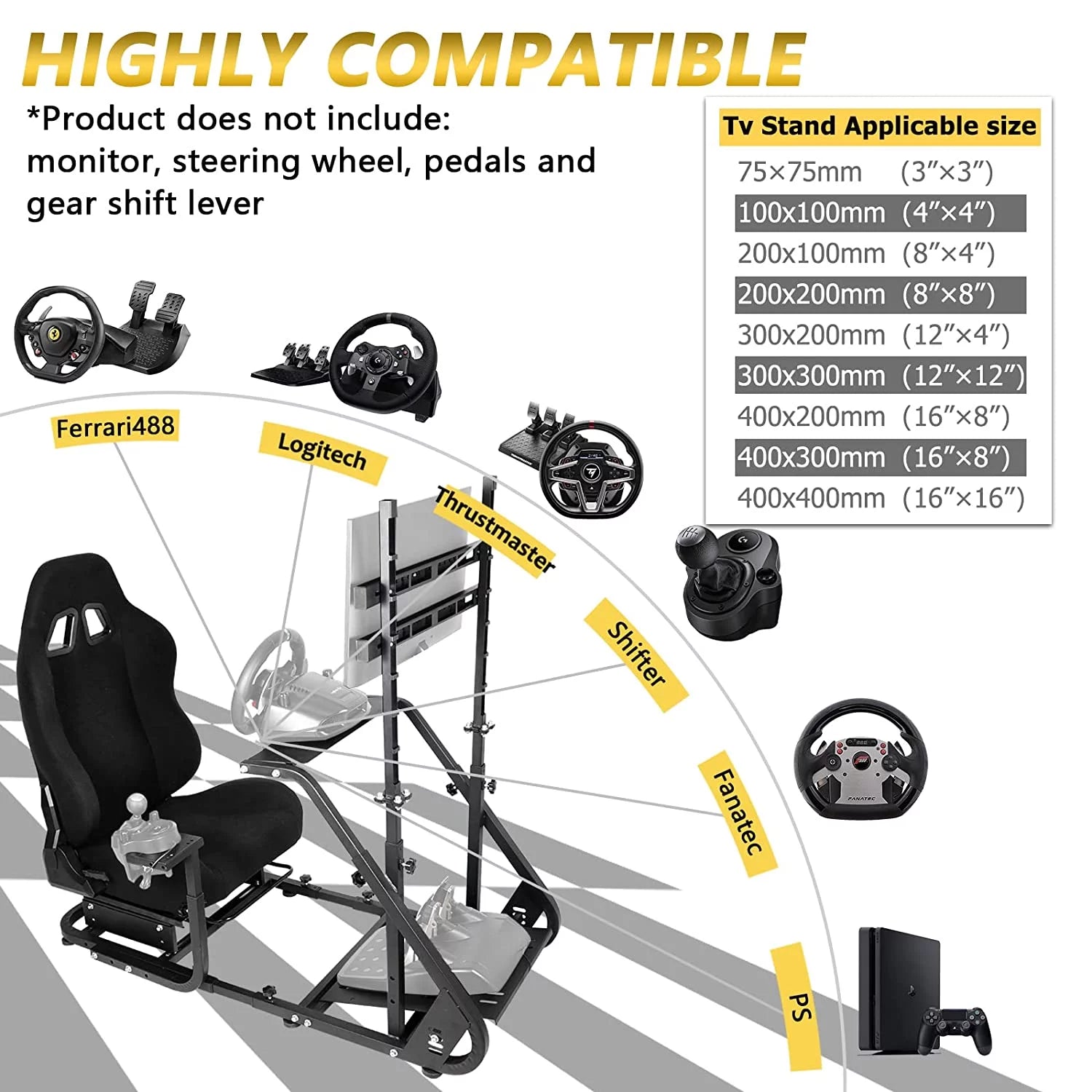 Marada G923 Racing Simulator Cockpit with Monitor Stand Game Seat W635
