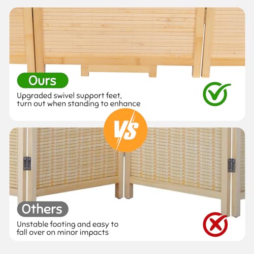 Bamboo Room Divider Folding Privacy Screen 4 Panel Brown R433280