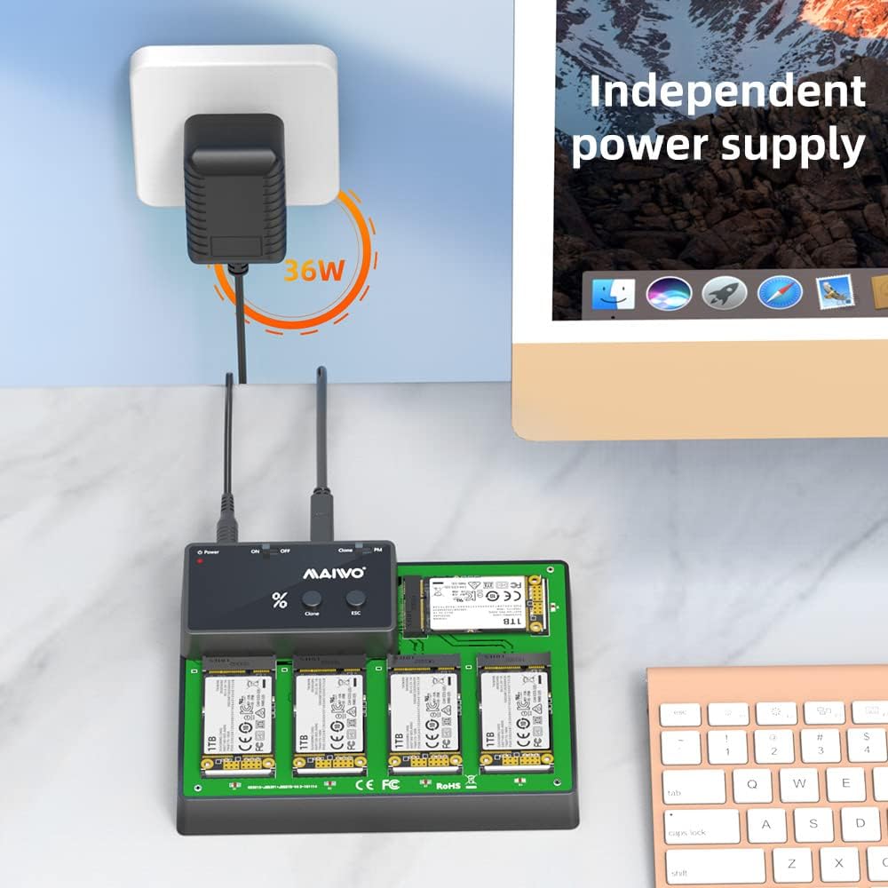 MAIWO K3016S 2 Bay M.2 SATA Docking Station, Tool-Free USB-C to SATA SSD Enclosure Y275