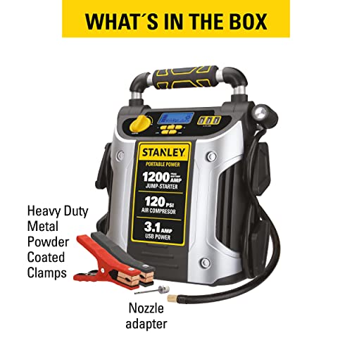 Stanlety J5C09D 1200 Peak Amp Jump Starter with Air Compressor W9438