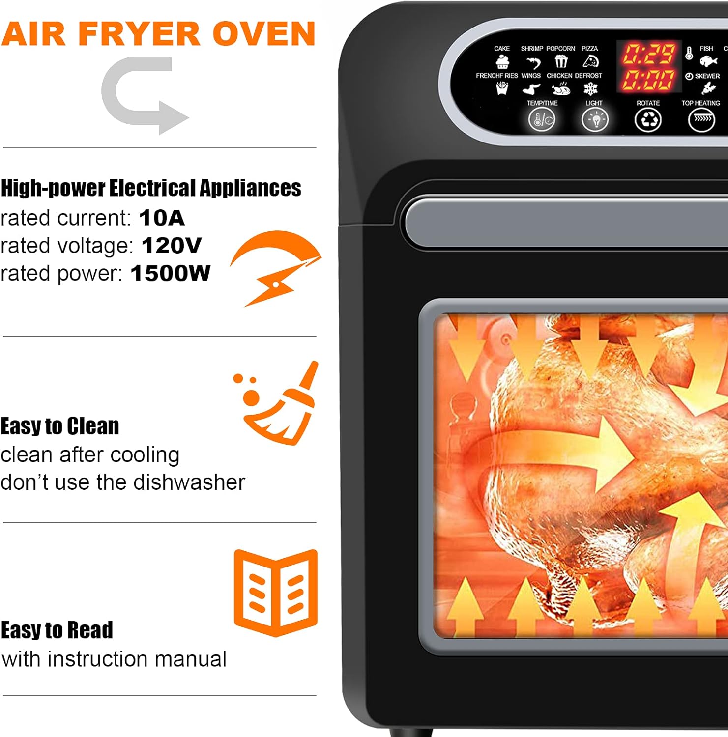 Air Fryer Toaster Oven Combo, 15.8qt, 16-in-1, 1500W, Stainless Steel J6022