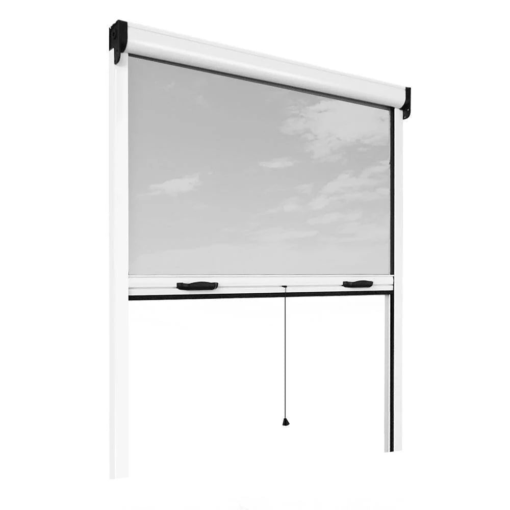 Retractable Bug Screen 31 in. x 67 in. Adjustable Width/Height White Aluminum Fiberglass Vertically Retractable Window Insect Sc