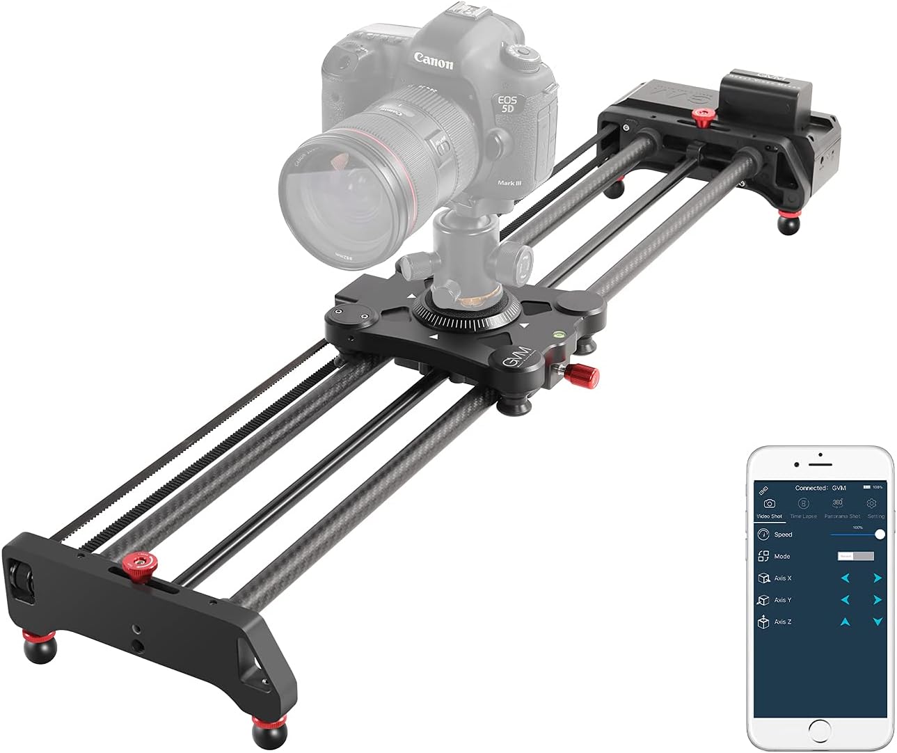 GVM Motorized Camera Slider,31 APP Control Carbon Fiber Dolly Rail Camera Slider with with Motorized Time Lapse and Video Shot Follow Focus Shot and 120 Degree Panoramic Shooting