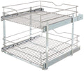 Knape u0026 Vogt RS-DBLMUB-20-FN 20.625 in. W x 21.75 in. D x 16.25 in. H Double Tier Pull Out Cabinet Organizer, Frosted Nickel