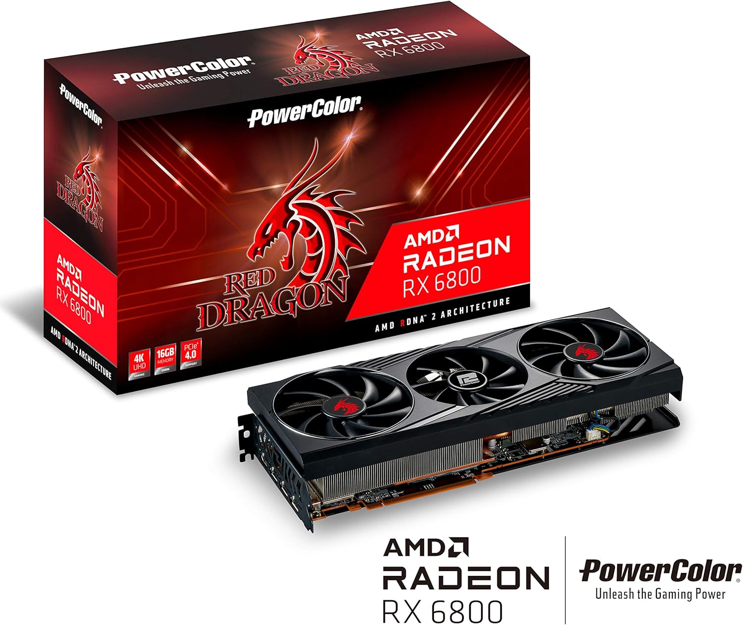 PowerColor Red Dragon AMD Radeon RX 6800 Gaming Graphics Card 16GB GDDR6 J1828