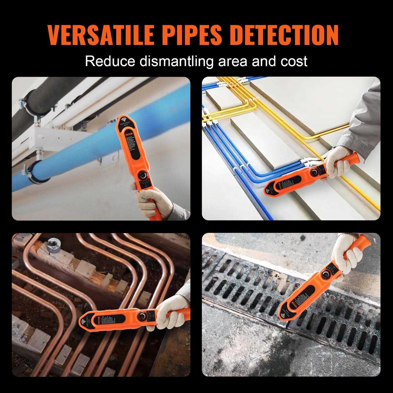 VEVOR Pipe Blockage Detector Locator 100ft Waterproof F239075