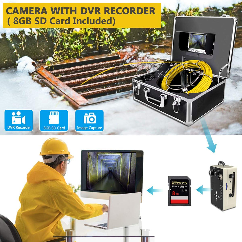 Anysun 100ft Sewer Camera with Locator, 7" LCD Monitor, IP68 Waterproof Z99821