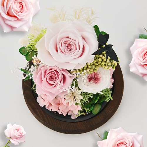 Rose in Glass Dome with LED Light - Gifts for Women Mom Grandma L94341