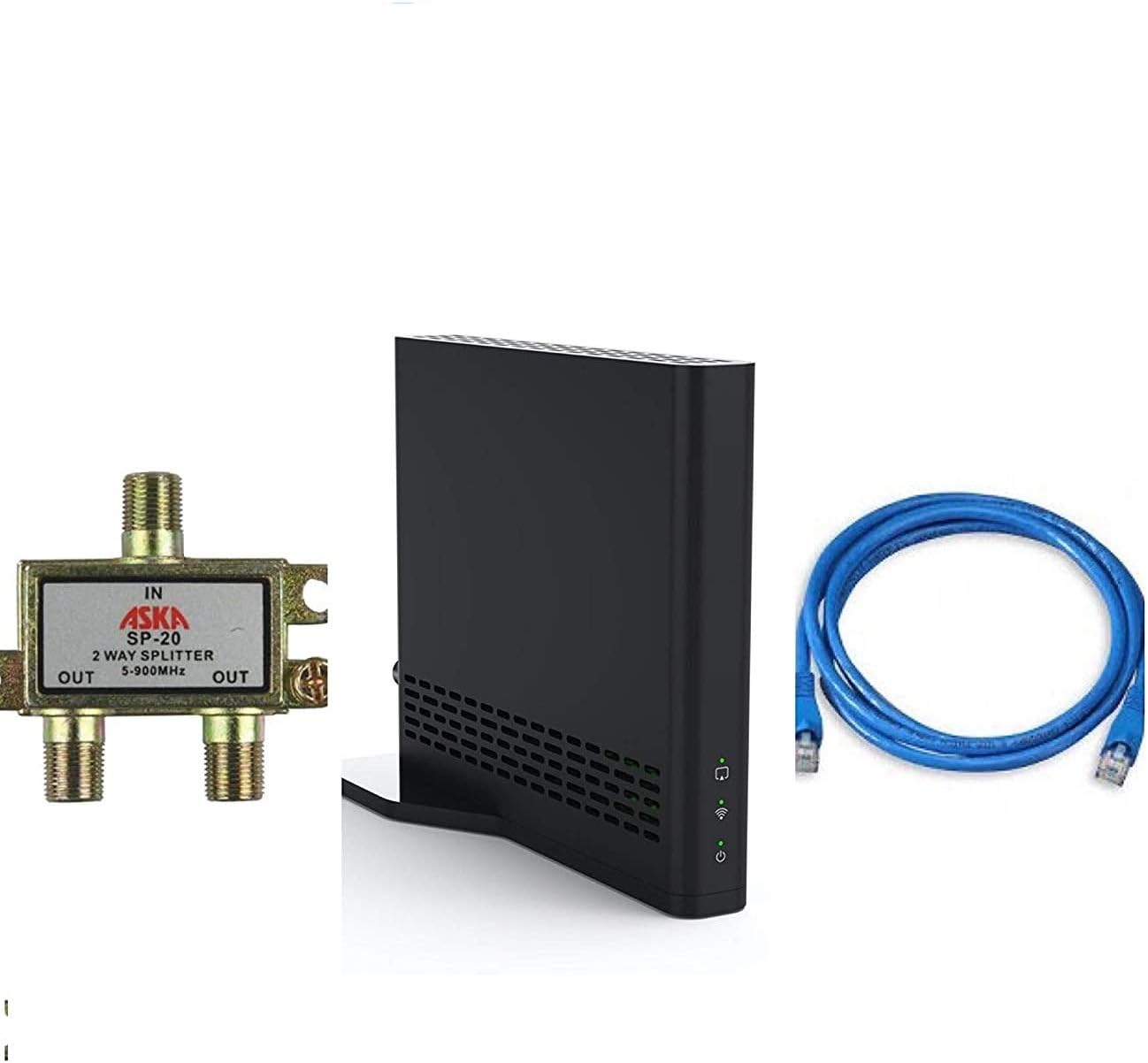 Sling AirTV 2 Dual-Tuner Local Channel Streamer for TVs and Mobile Devices w/DVR Bundle with Quest 3-Ft Cat5e UTP Cable, 2-Way Aska TV Coaxial Cable Splitter | Bonus $25 Sling TV Credit