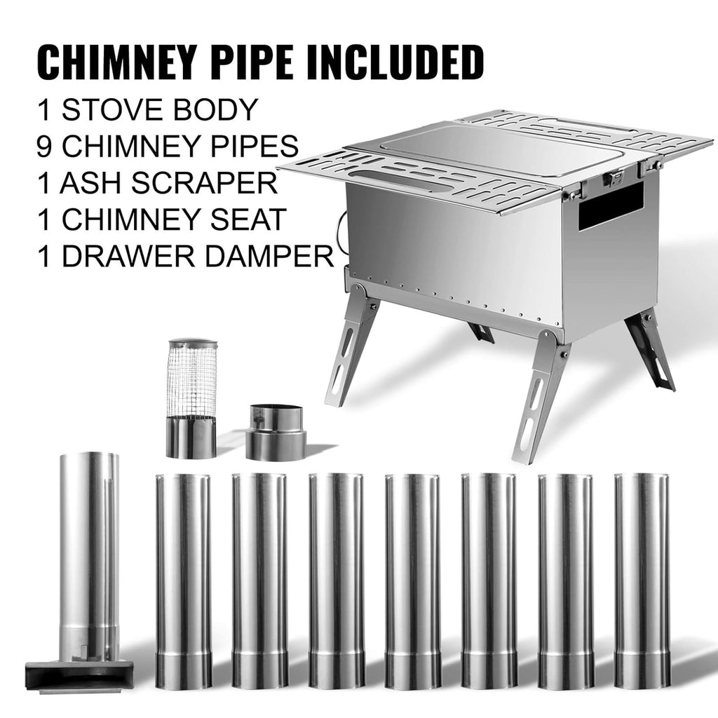 Happybuy Tent Wood Stove 304 Stainless Steel Portable Camping Stove X43082