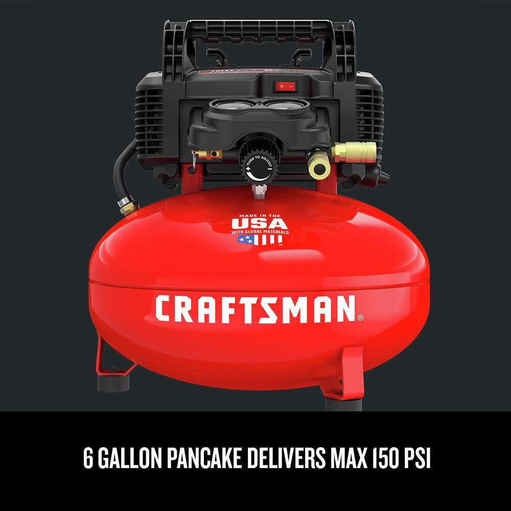 Craftsman CMEC6150R 0.8 HP 6 Gallon Oil-Free Pancake Air Compressor A359