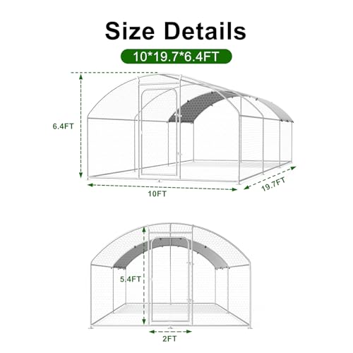 Large Metal Chicken Coop Walk-in Poultry Cage with Waterproof Cover D237341