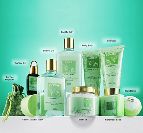 Tea Tree Bath Set with Mint Fragrance - 15 pc Relaxation Gift Basket V915610