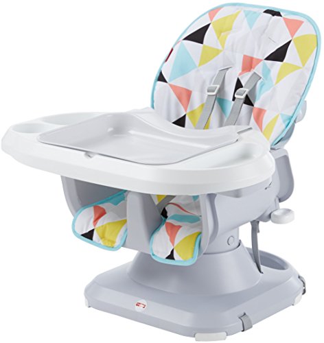 Fisher-Price Baby to Toddler High Chair SpaceSaver Portable Booster Seat with Washable Tray, Windmill E548