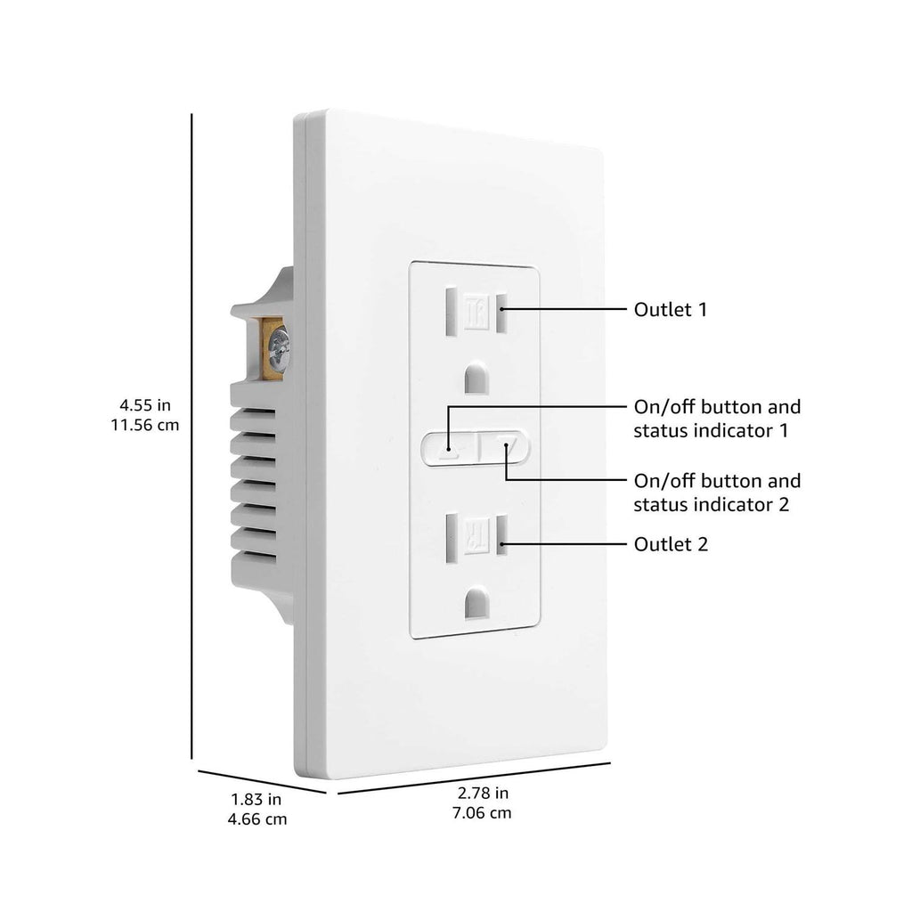 Amazon Basics Smart In-Wall Outlet with 2 Individually Controlled Outlets B307