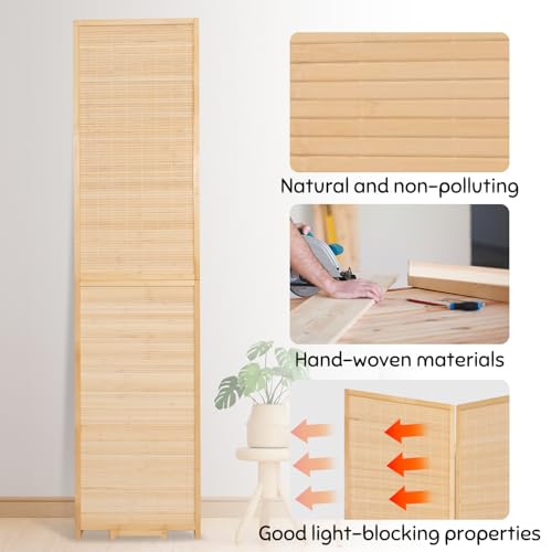 Bamboo Room Divider Folding Privacy Screen 4 Panel Brown R433280