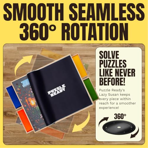 Puzzle Board with Drawers & Cover for 1000 Pieces, Wooden Jigsaw Table with Lazy Susan Spinning Cover X435