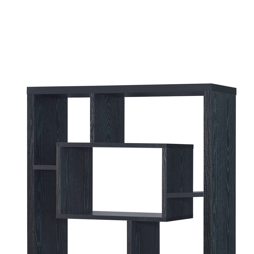Benzara Asymmetrical Cube Black Bookcase with Shelves H311489