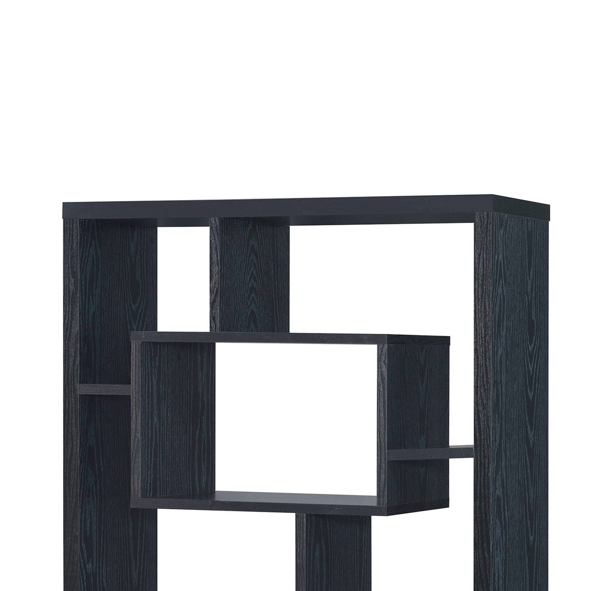 Benzara Asymmetrical Cube Black Bookcase with Shelves H311489