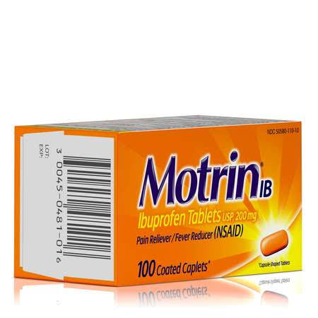 Motrin Ibuprofen Caplets 200mg, 100 Count H49793