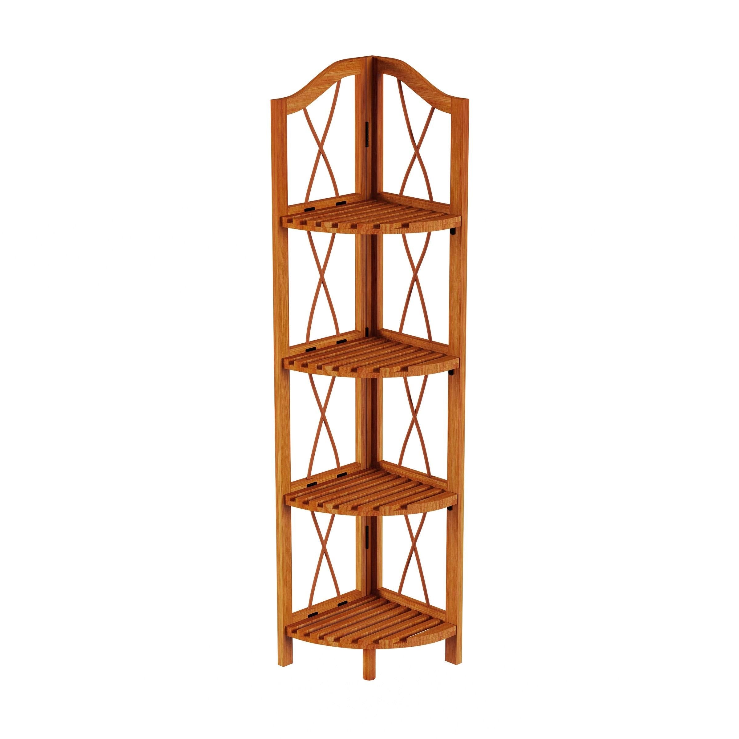 Lavish Home 4-Tier Folding Corner Bookcase V850183