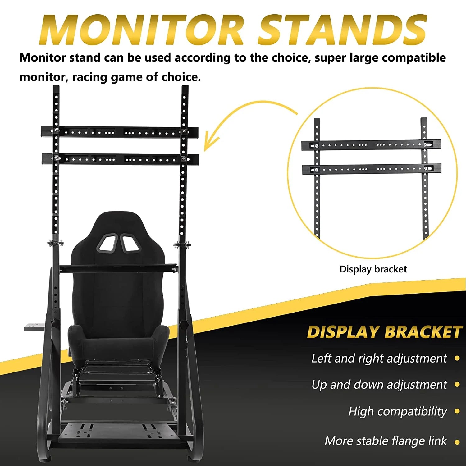 Marada G923 Racing Simulator Cockpit with Monitor Stand Game Seat W635