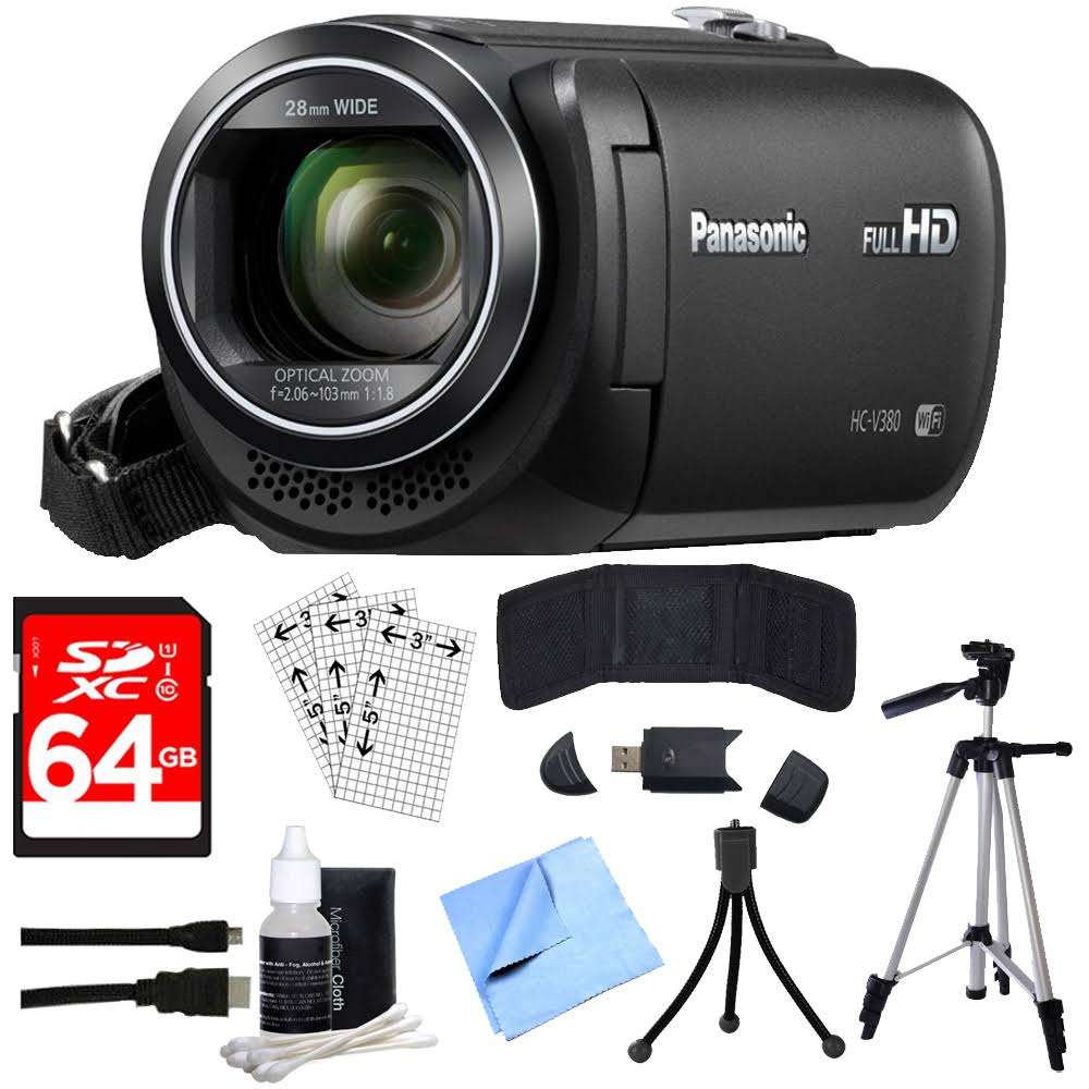 Panasonic HC-V380K Full HD Camcorder with Wi-Fi Multi Scene Twin Camera - Black with Kit