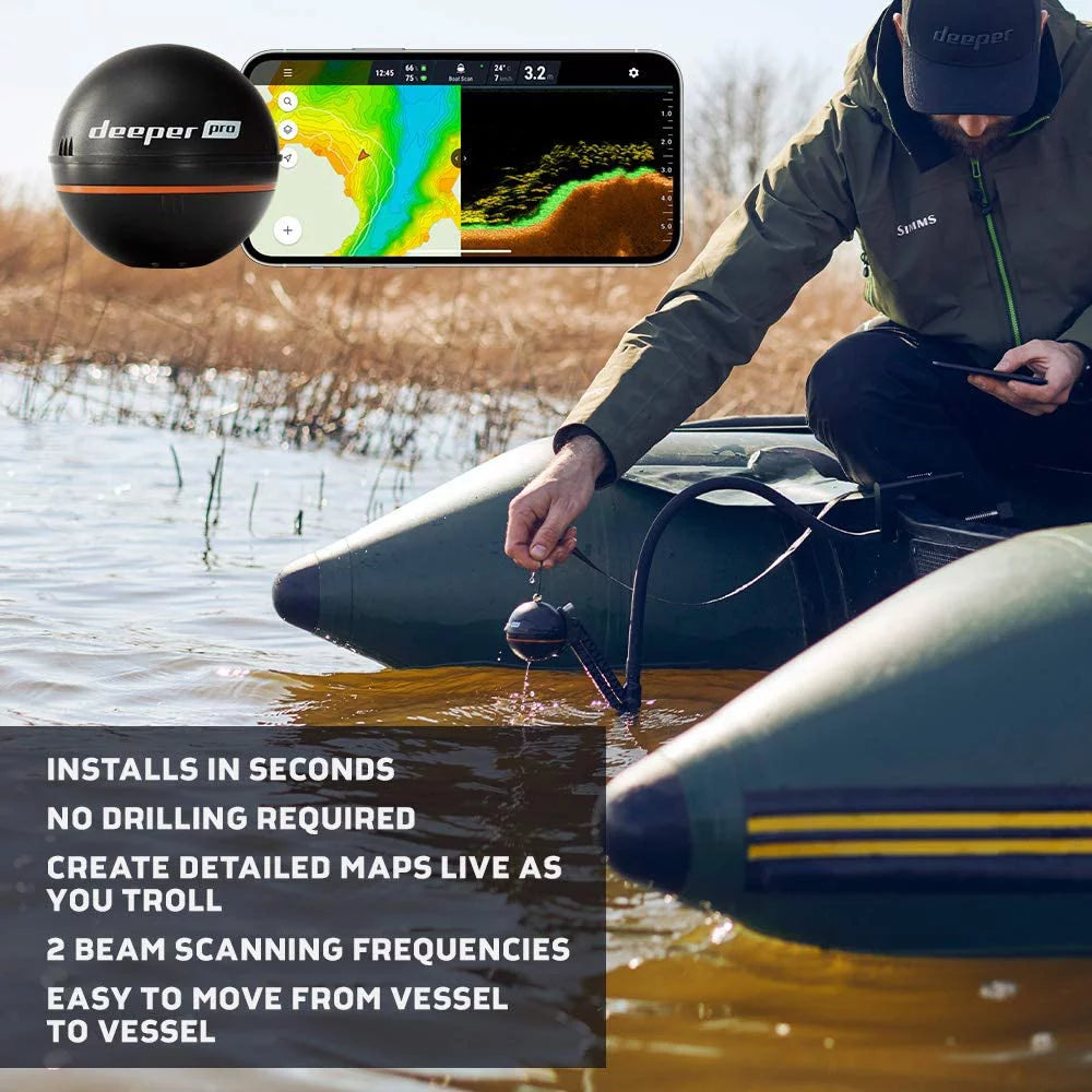 Deeper PRO Smart Sonar Castable WiFi Fish Finder for Kayaks and Boats U764