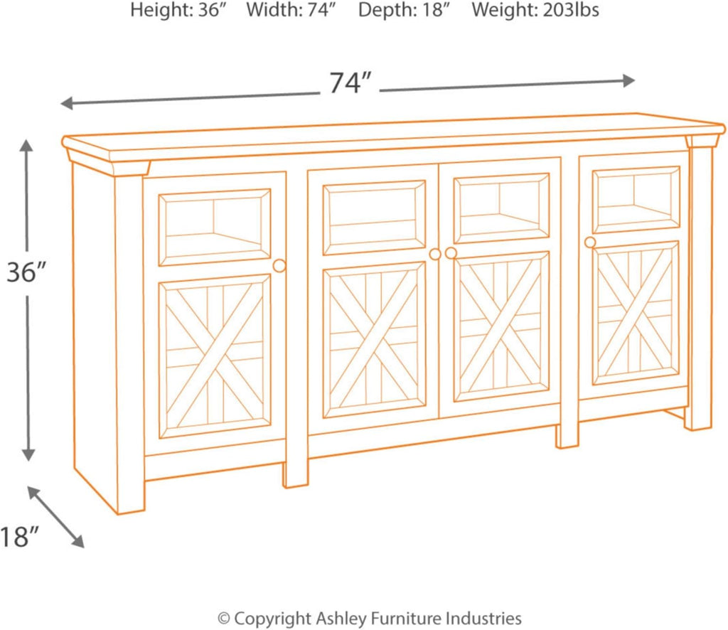 Signature Design by Ashley Bolanburg Farmhouse TV Stand for TVs up to 72, Whitewash A9526