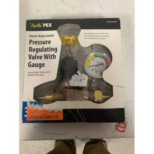 Apollo APXPRV34WG 3/4 in. Bronze Double Union PEX Water Pressure Regulator with Gauge V124