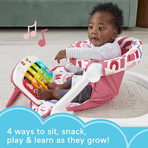 Fisher-Price Portable Baby Chair, Pink Kick & Play Deluxe Sit-Me-Up Seat with Piano Toy & Snack Tray O7962