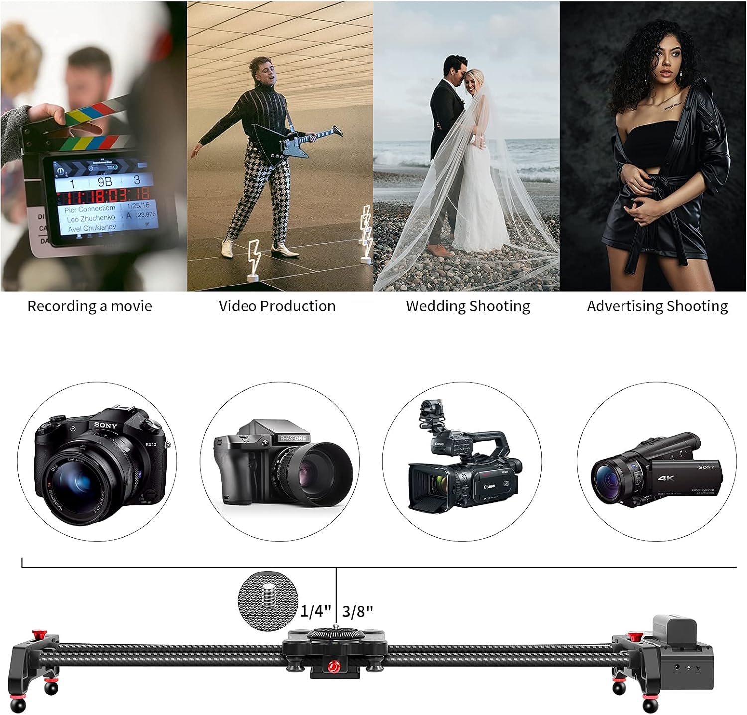 GVM Motorized Camera Slider 31" Carbon Fiber with APP Control H4446