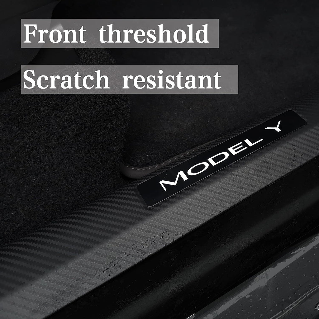 KIKIMO Tesla Model Y Door Sill Protector Matte Carbon Fiber ABS X20776