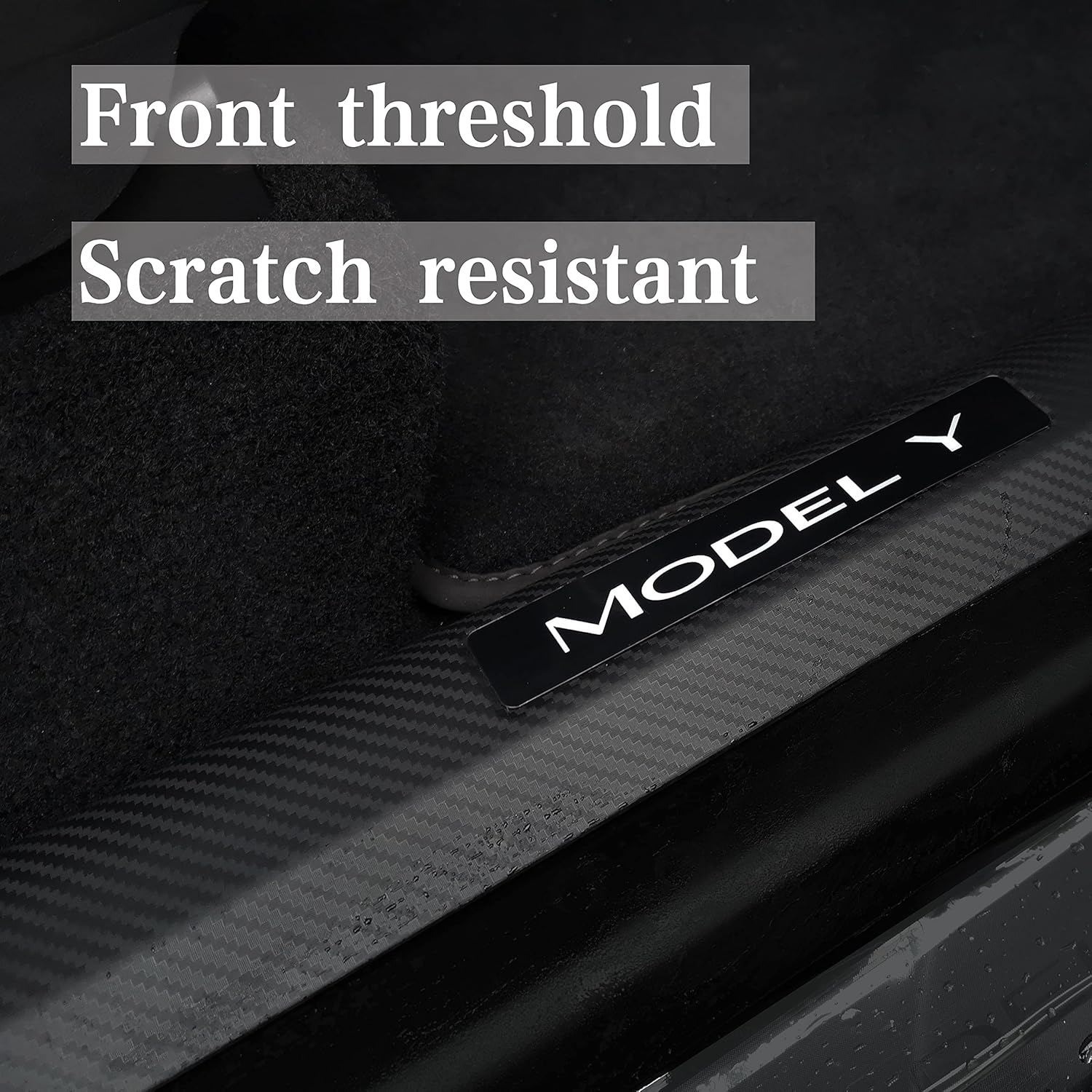 KIKIMO Tesla Model Y Door Sill Protector Matte Carbon Fiber ABS X20776