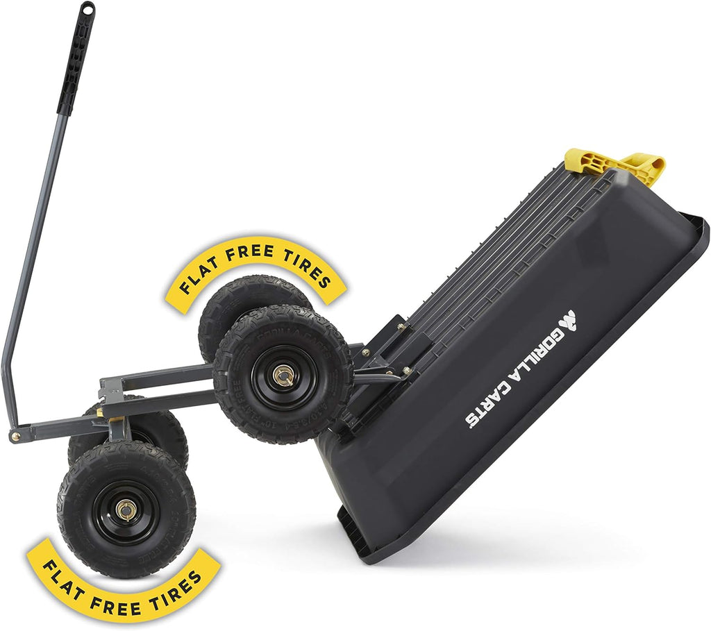 Gorilla Carts 4GCG-NF 4 Cu. Ft. Poly Garden Dump Cart with No-Flat Tires, Black X5202