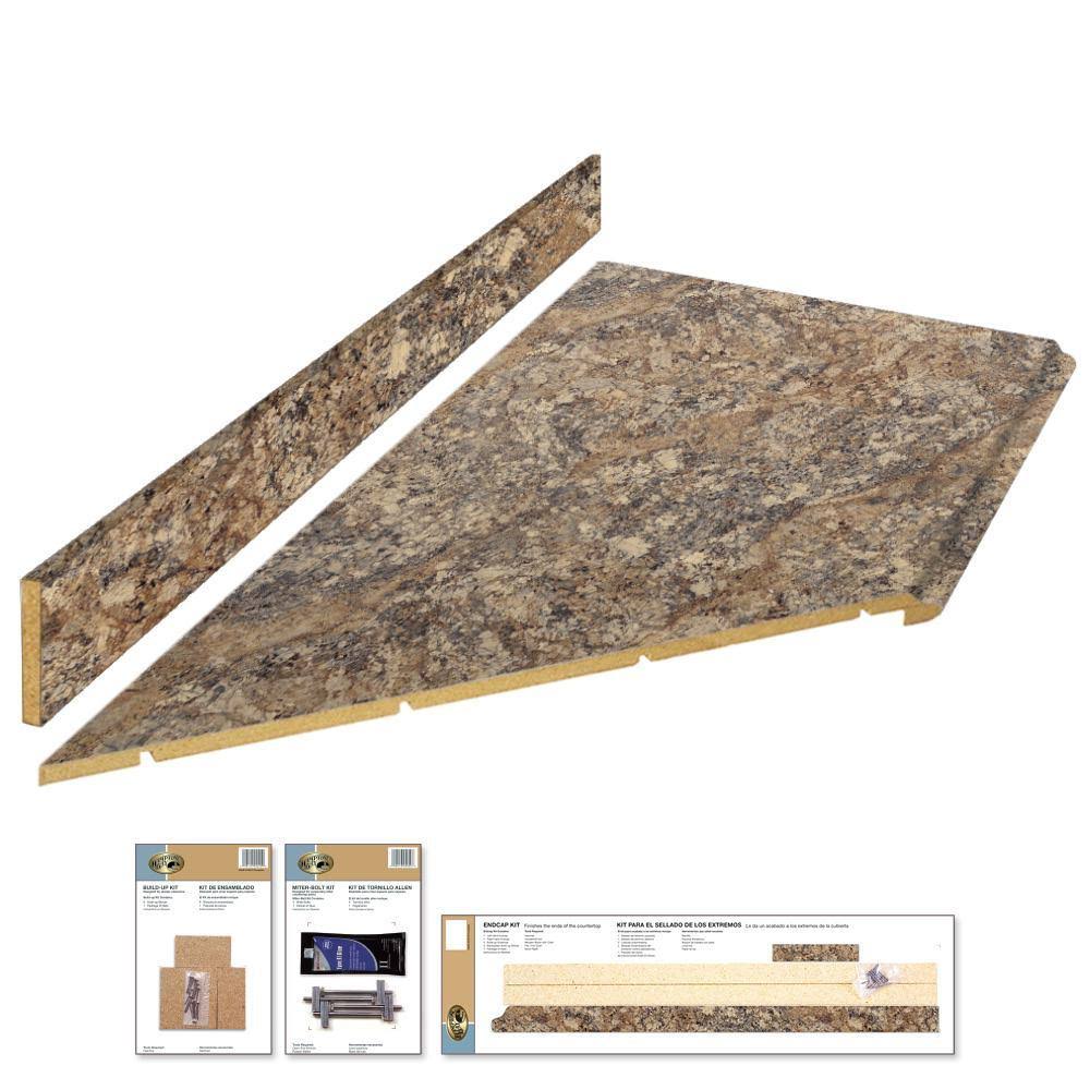 Hampton Bay 8 ft. Laminate Countertop Kit with Left Miter in Winter Carnival Granite with Valencia Edge