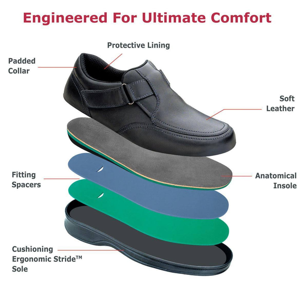 Orthofeet Men's Carnegie Black Leather Shoes Q69101