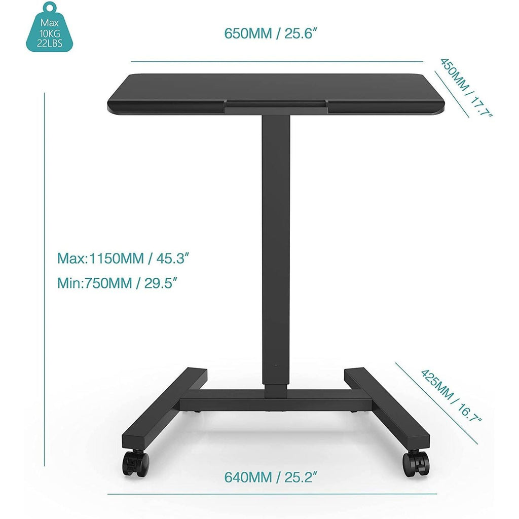 Adjustable Height Mobile Laptop Desk Cart, Black U692