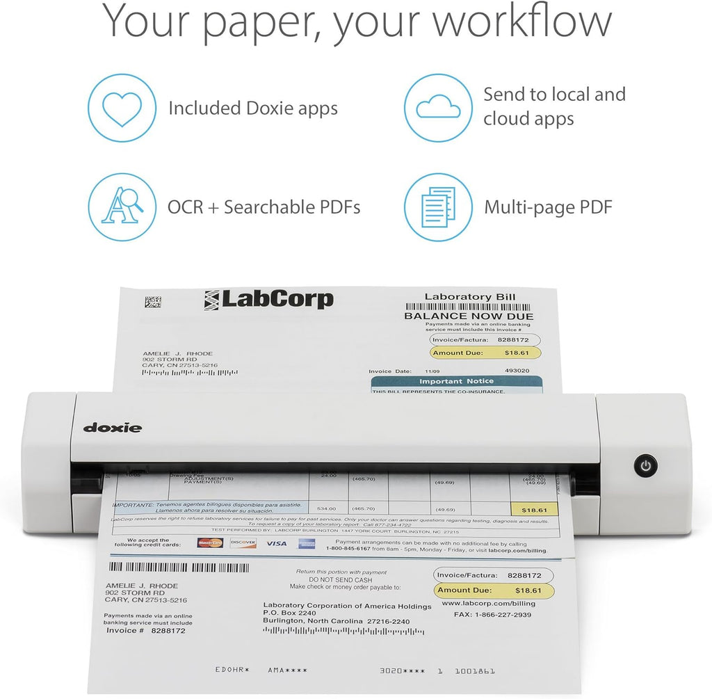 Doxie Go SE Portable Document Scanner with Rechargeable Battery L948