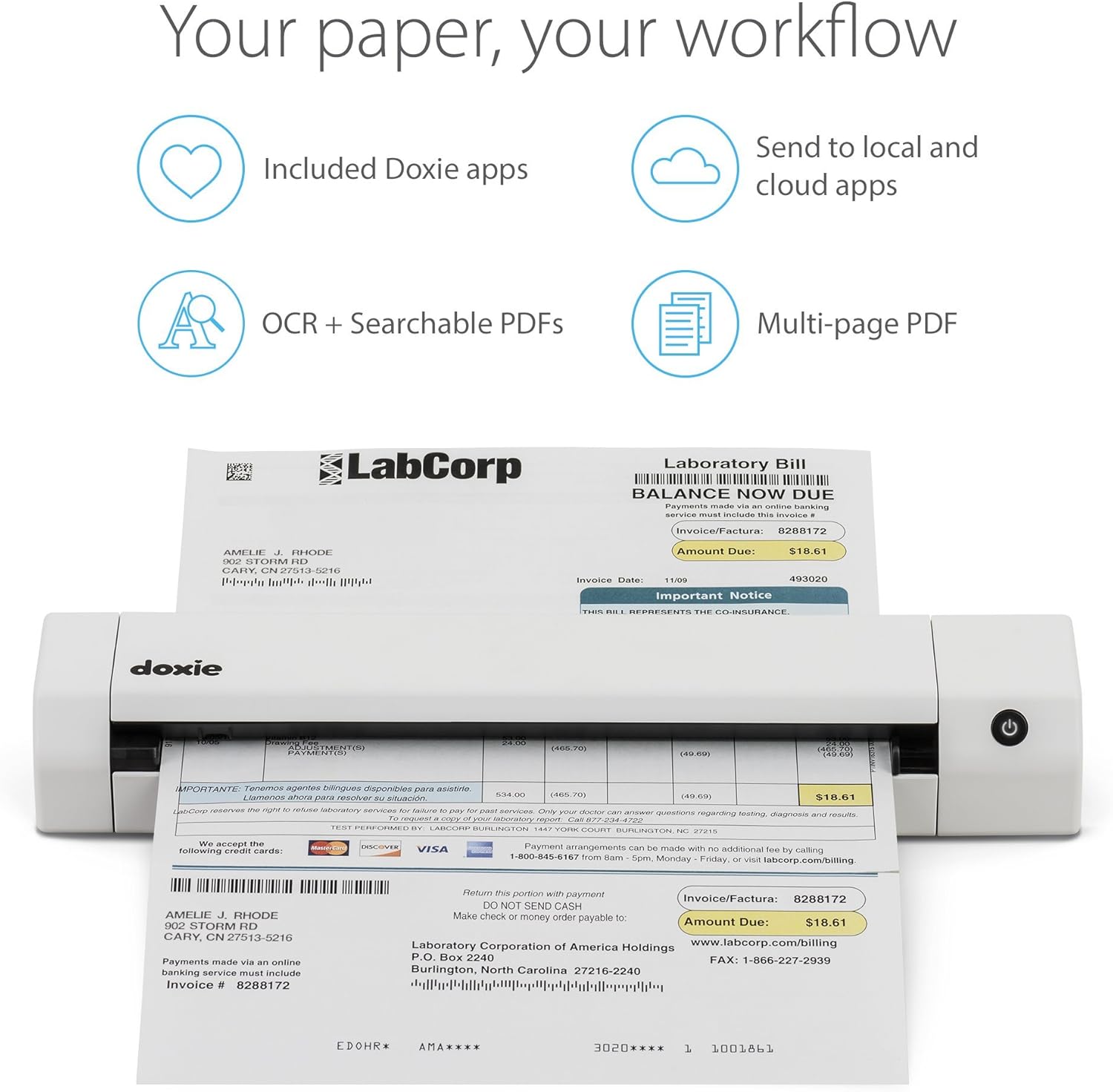Doxie Go SE Portable Document Scanner with Rechargeable Battery L948