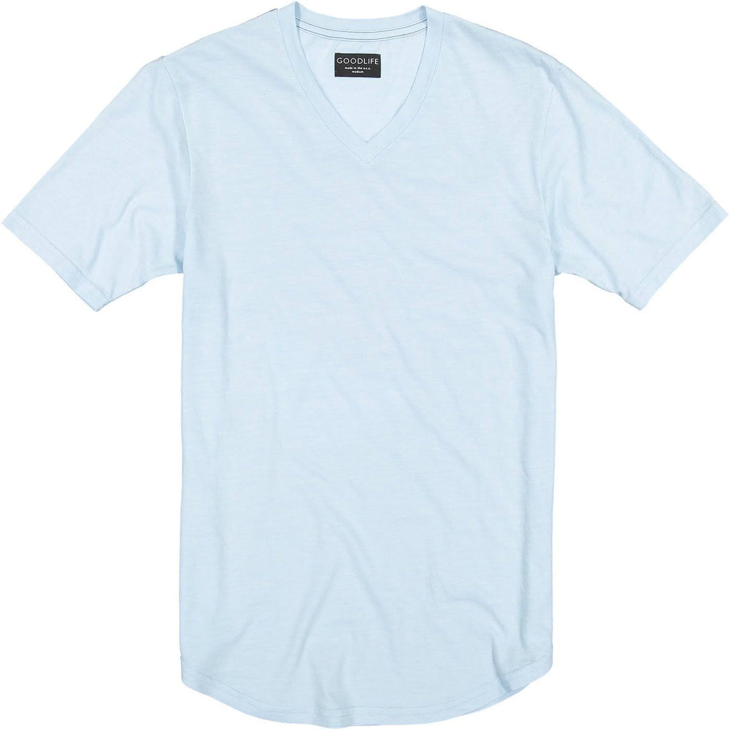 Goodlife Tri-Blend Scallop V-Neck in Cool Blue, Size: X-Large