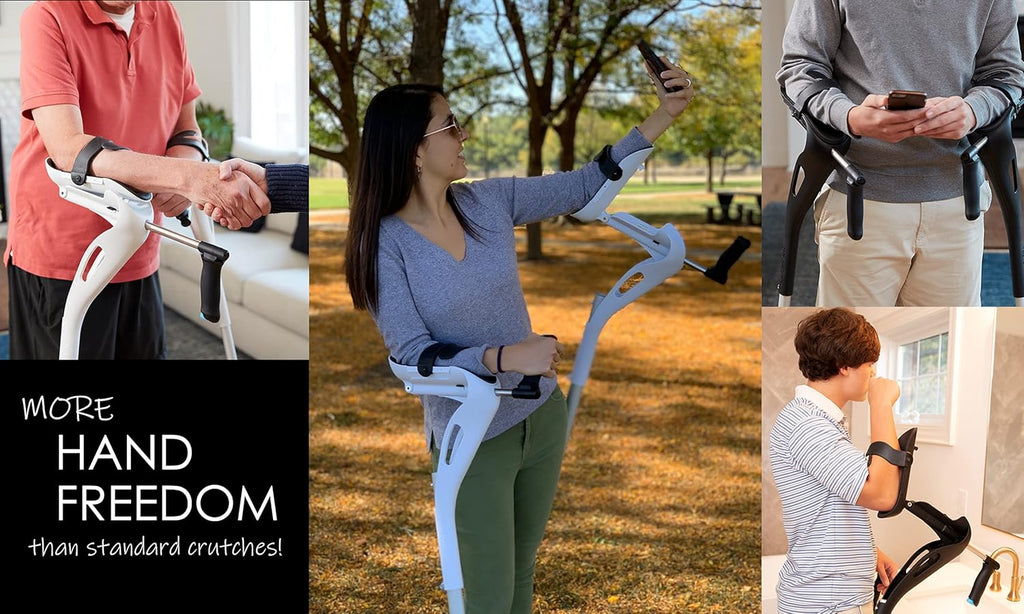 Forearm Crutches for Adults, Adjustable Walking Support, 1 Pair (White) S9446